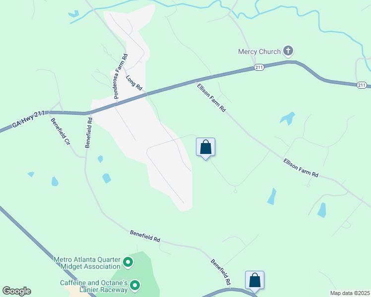 map of restaurants, bars, coffee shops, grocery stores, and more near 1045 Regency Park Drive in Braselton