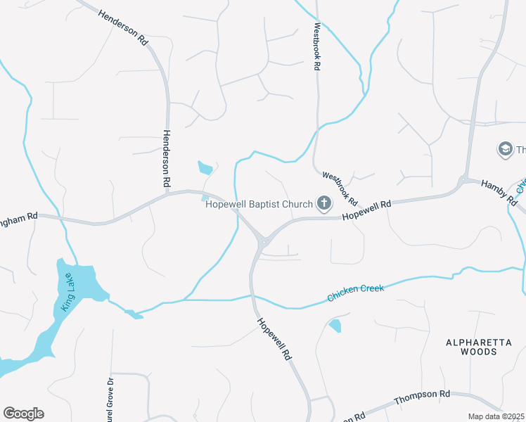 map of restaurants, bars, coffee shops, grocery stores, and more near 2425 Birmingham Road in Alpharetta