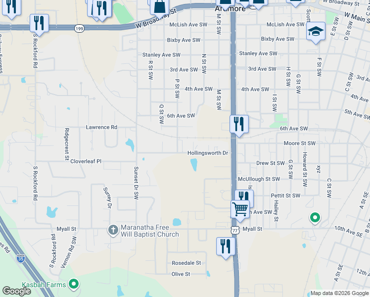 map of restaurants, bars, coffee shops, grocery stores, and more near 955 Manor in Ardmore