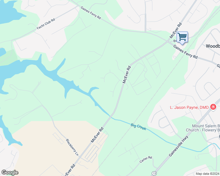 map of restaurants, bars, coffee shops, grocery stores, and more near 6708 Thornwood Court in Flowery Branch