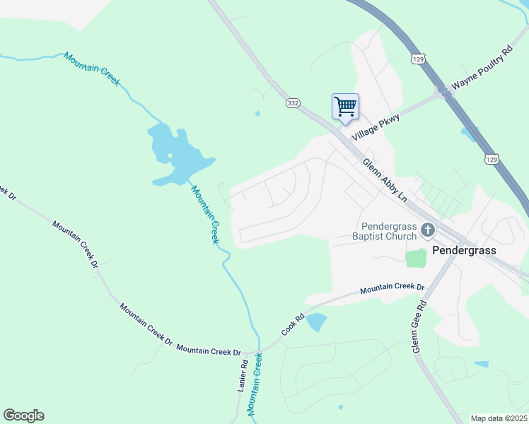 map of restaurants, bars, coffee shops, grocery stores, and more near 203 Brode Lane in Pendergrass