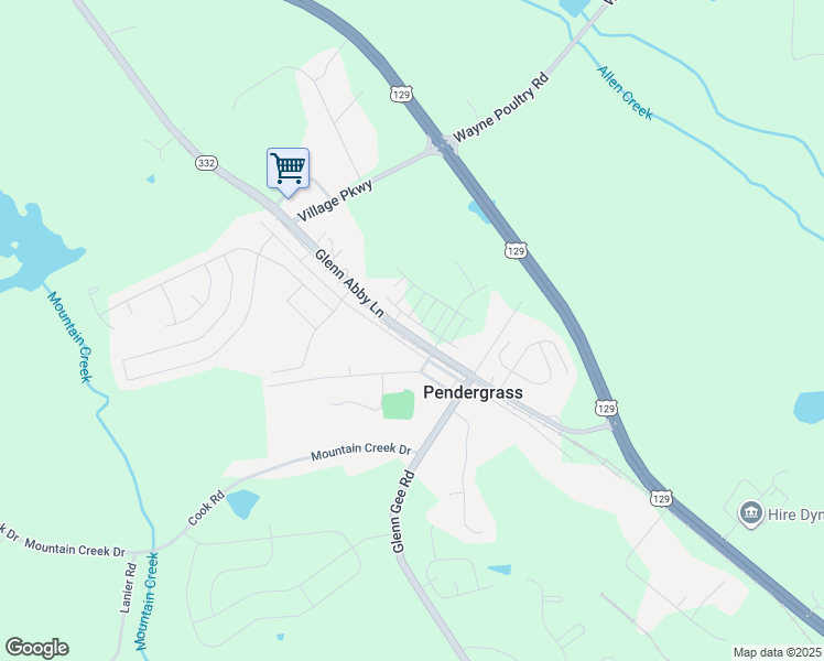 map of restaurants, bars, coffee shops, grocery stores, and more near 514 Old Gainesville Highway in Pendergrass