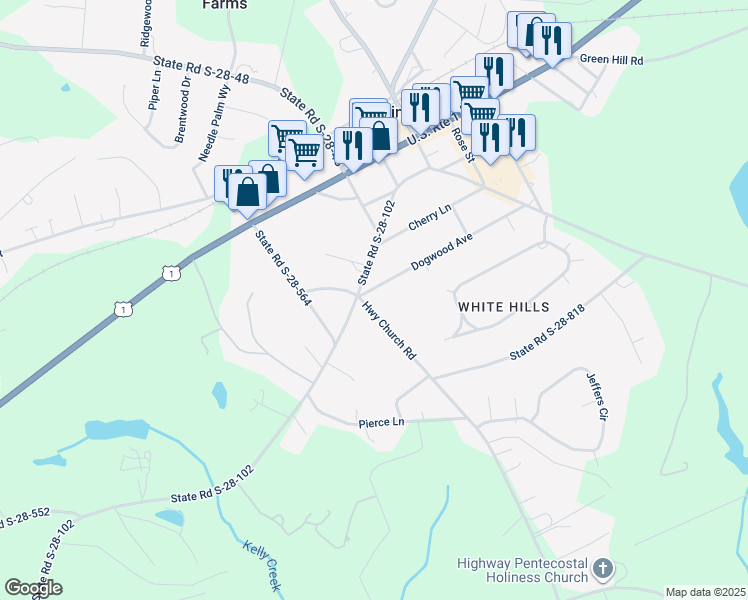 map of restaurants, bars, coffee shops, grocery stores, and more near 1021 Dogwood Avenue in Elgin