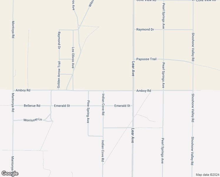 map of restaurants, bars, coffee shops, grocery stores, and more near Amboy Road in Twentynine Palms