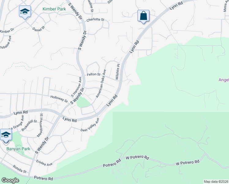 map of restaurants, bars, coffee shops, grocery stores, and more near 2895 Lodgewood Street in Thousand Oaks