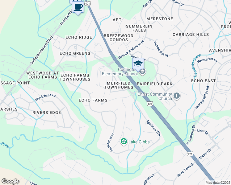 map of restaurants, bars, coffee shops, grocery stores, and more near 414 Newcastleton Drive in Wilmington