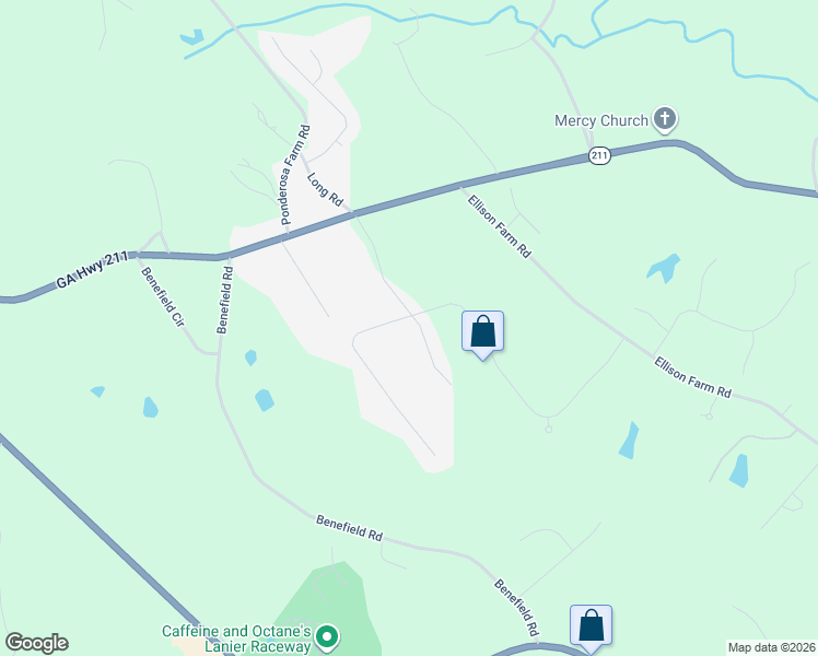 map of restaurants, bars, coffee shops, grocery stores, and more near 1036 Regency Park Drive in Braselton