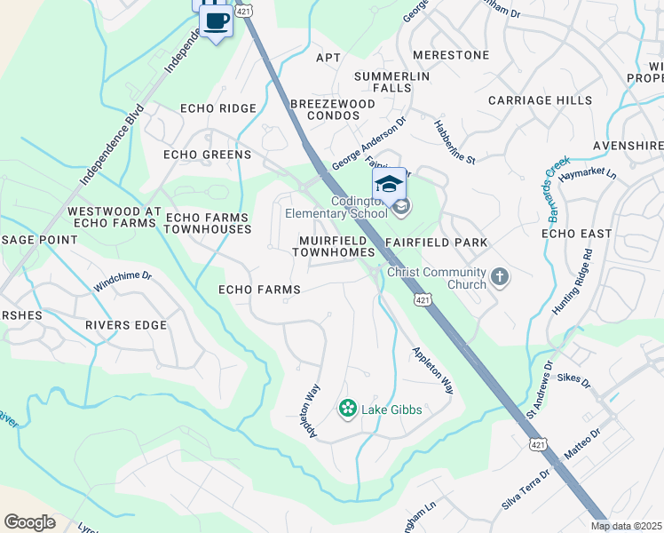 map of restaurants, bars, coffee shops, grocery stores, and more near 422 Newcastleton Drive in Wilmington