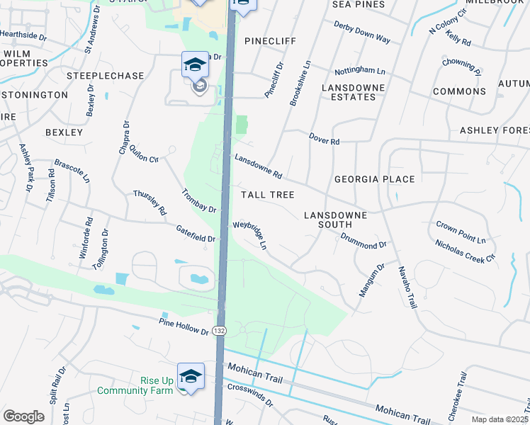 map of restaurants, bars, coffee shops, grocery stores, and more near 4610 Tall Tree Lane in Wilmington