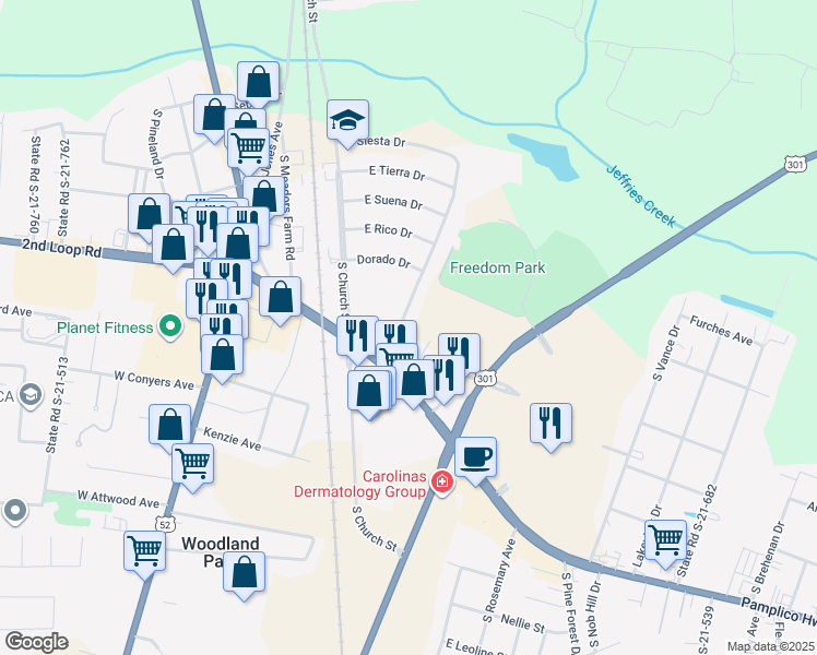 map of restaurants, bars, coffee shops, grocery stores, and more near 1516 East Siesta Drive in Florence