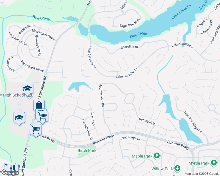 map of restaurants, bars, coffee shops, grocery stores, and more near 15 High Glen Court in Columbia