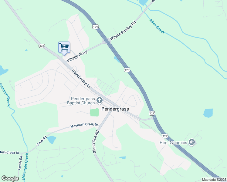 map of restaurants, bars, coffee shops, grocery stores, and more near 154 Star Court in Pendergrass