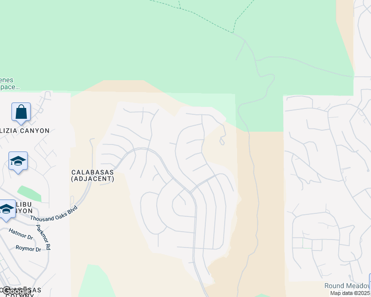 map of restaurants, bars, coffee shops, grocery stores, and more near 25548 Gaylord Court in Calabasas