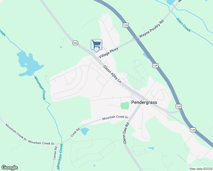 map of restaurants, bars, coffee shops, grocery stores, and more near 287 Church Street in Pendergrass