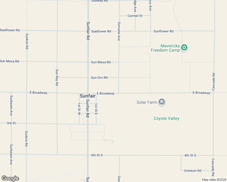 map of restaurants, bars, coffee shops, grocery stores, and more near 65076 East Broadway in Joshua Tree