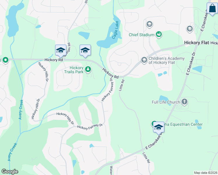 map of restaurants, bars, coffee shops, grocery stores, and more near 4011 Hickory Fairway Drive in Woodstock