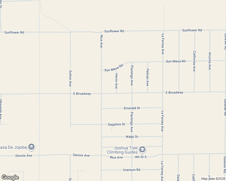 map of restaurants, bars, coffee shops, grocery stores, and more near 63478 East Broadway in Joshua Tree