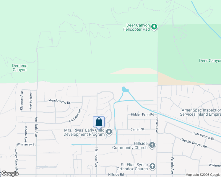 map of restaurants, bars, coffee shops, grocery stores, and more near 10154 Sun Valley Drive in Rancho Cucamonga