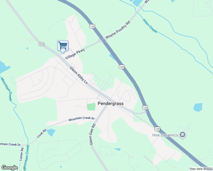 map of restaurants, bars, coffee shops, grocery stores, and more near 438 Old Gainesville Highway in Pendergrass