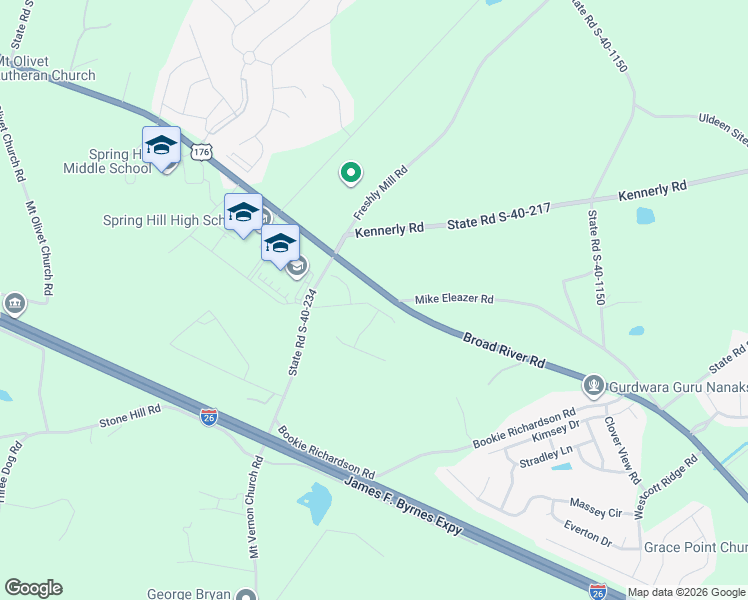map of restaurants, bars, coffee shops, grocery stores, and more near 901 Mount Vernon Church Road in Chapin