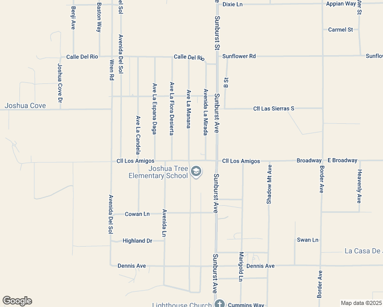 map of restaurants, bars, coffee shops, grocery stores, and more near 4869 Avenue La Manana in Joshua Tree