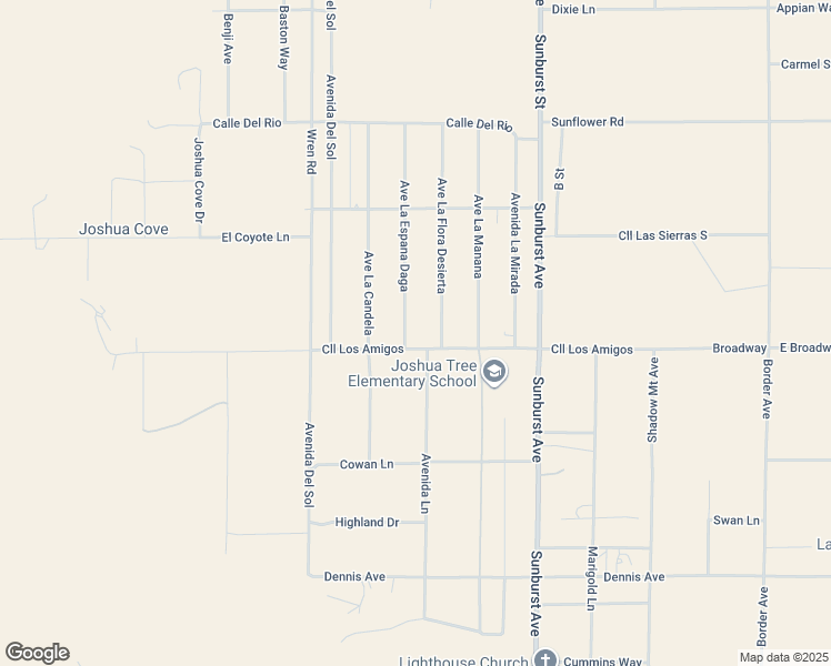 map of restaurants, bars, coffee shops, grocery stores, and more near 61886 Calle Los Amigos in Joshua Tree
