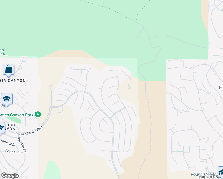 map of restaurants, bars, coffee shops, grocery stores, and more near 25532 Gaylord Court in Calabasas