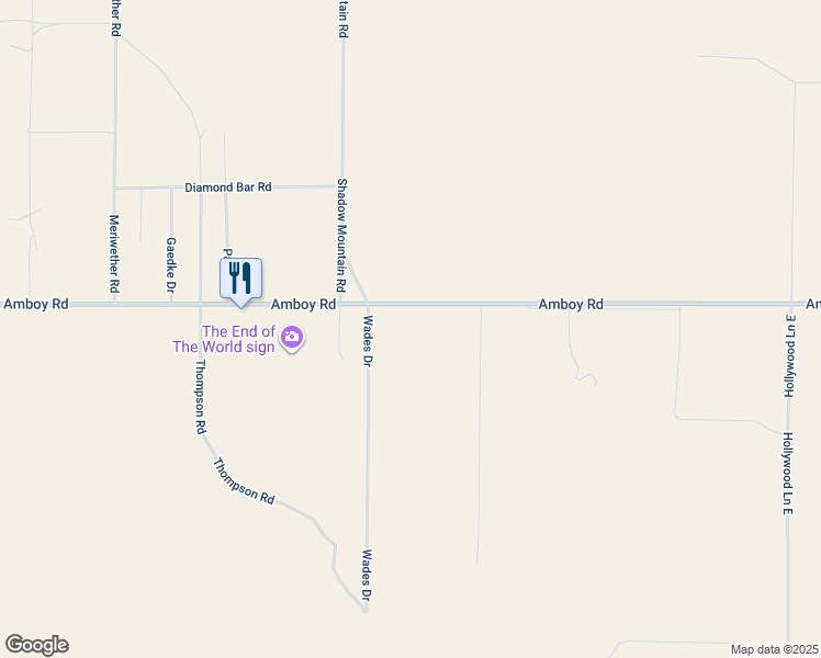 map of restaurants, bars, coffee shops, grocery stores, and more near 83415 Amboy Road in Twentynine Palms