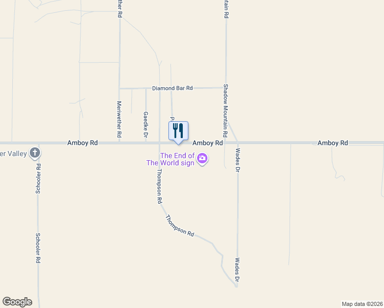 map of restaurants, bars, coffee shops, grocery stores, and more near 83163 Amboy Rd in Twentynine Palms