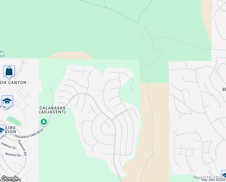 map of restaurants, bars, coffee shops, grocery stores, and more near 25532 Gaylord Court in Calabasas