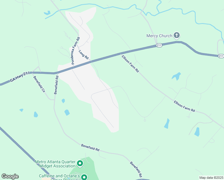 map of restaurants, bars, coffee shops, grocery stores, and more near 1045 Regency Park Drive in Braselton
