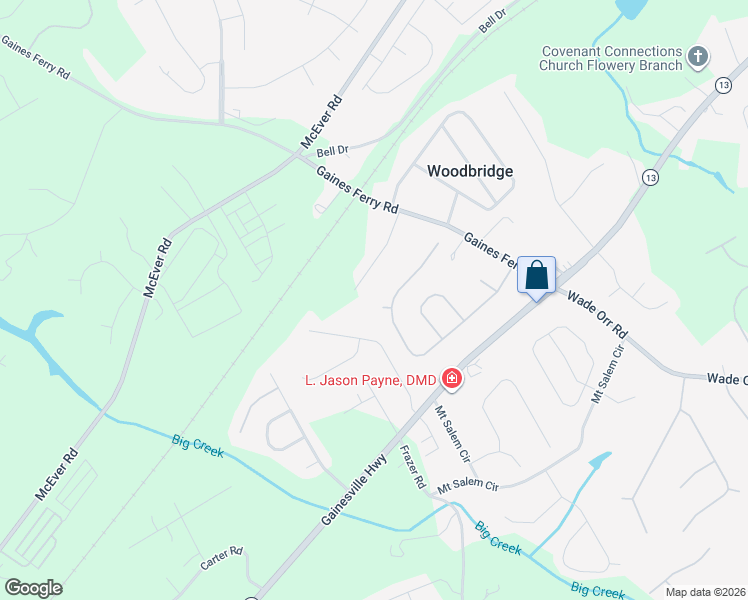 map of restaurants, bars, coffee shops, grocery stores, and more near 6212 Stillwater Cove in Flowery Branch