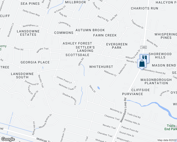 map of restaurants, bars, coffee shops, grocery stores, and more near 4098 Freedom Road in Wilmington