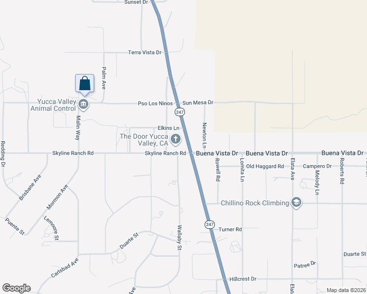 map of restaurants, bars, coffee shops, grocery stores, and more near 5010 Old Woman Springs Road in Yucca Valley