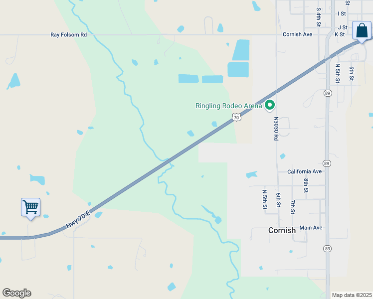 map of restaurants, bars, coffee shops, grocery stores, and more near U.S. 70 in Ringling