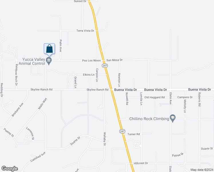 map of restaurants, bars, coffee shops, grocery stores, and more near 2 Old Woman Springs Road in Yucca Valley