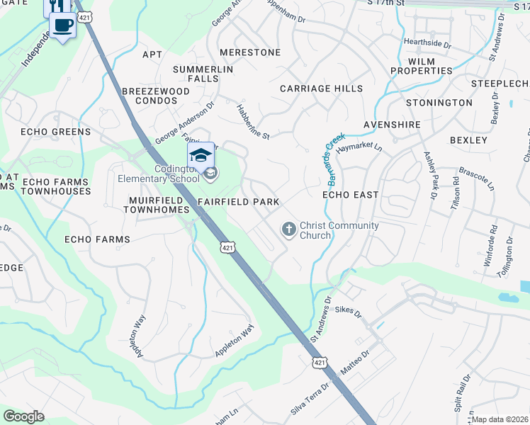 map of restaurants, bars, coffee shops, grocery stores, and more near 4438 Quail Court in Wilmington