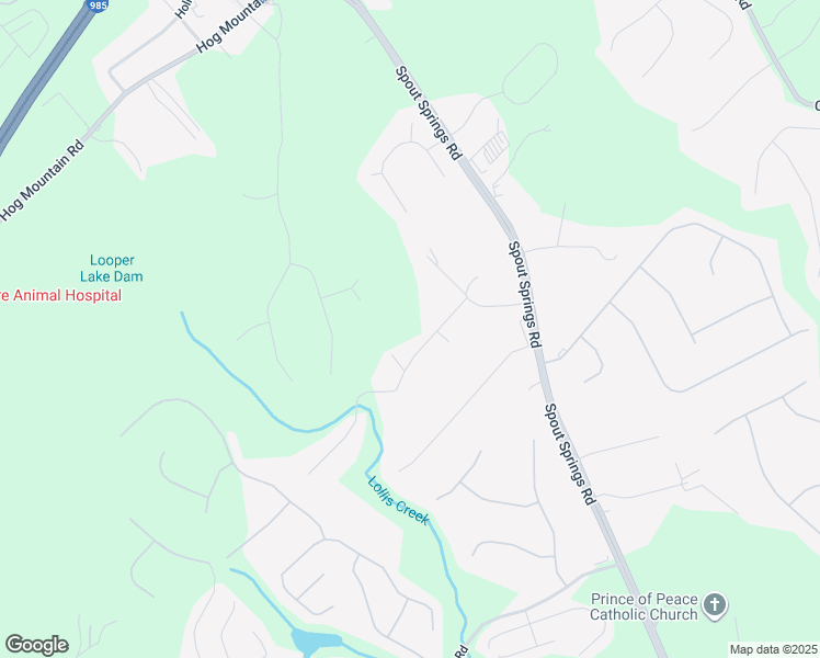 map of restaurants, bars, coffee shops, grocery stores, and more near 6236 Malibu Ridge in Flowery Branch