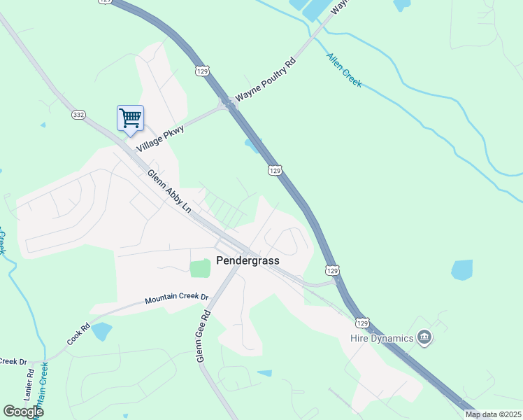 map of restaurants, bars, coffee shops, grocery stores, and more near 139 Academy Street in Pendergrass