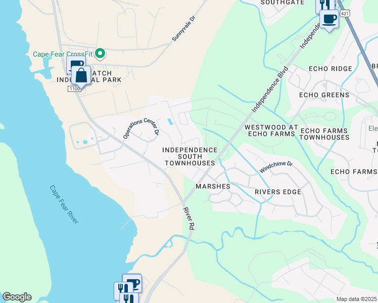 map of restaurants, bars, coffee shops, grocery stores, and more near 223 Eucalyptus Lane in Wilmington