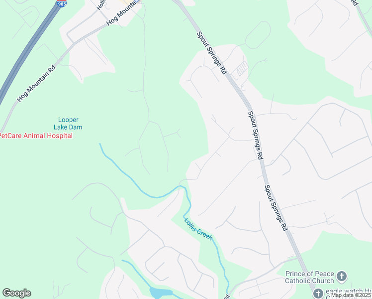 map of restaurants, bars, coffee shops, grocery stores, and more near 5060 Blue Goose Court in Flowery Branch