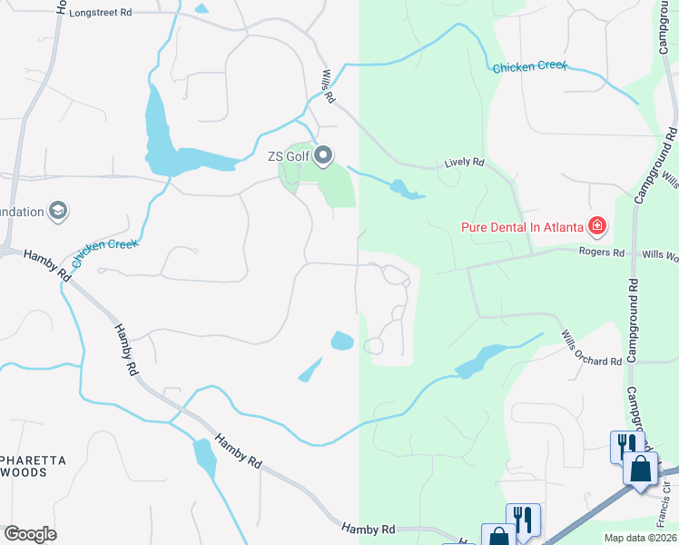 map of restaurants, bars, coffee shops, grocery stores, and more near 3267 Watsons Bend in Alpharetta