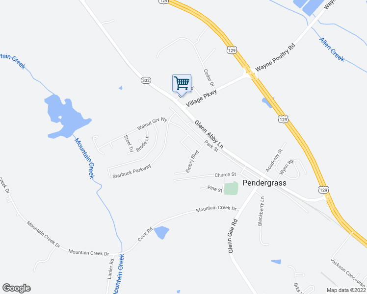 map of restaurants, bars, coffee shops, grocery stores, and more near 49 rapps ave in Pendergrass