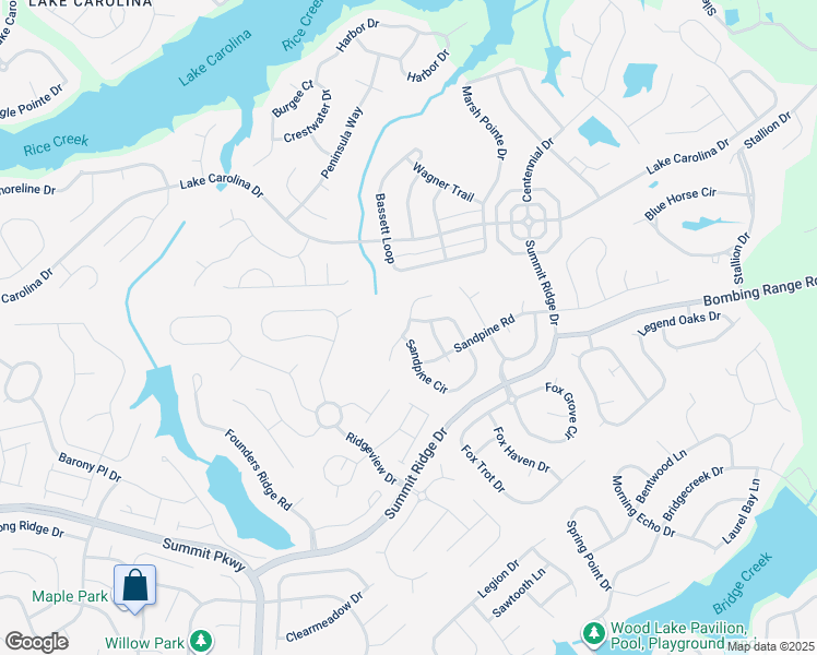 map of restaurants, bars, coffee shops, grocery stores, and more near Pine Bluff Road in Columbia