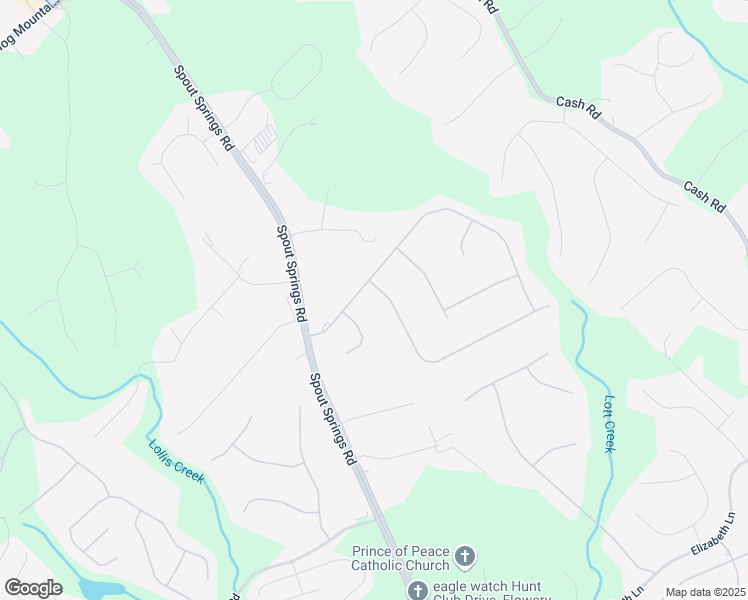map of restaurants, bars, coffee shops, grocery stores, and more near 6307 Flat Rock Drive in Flowery Branch