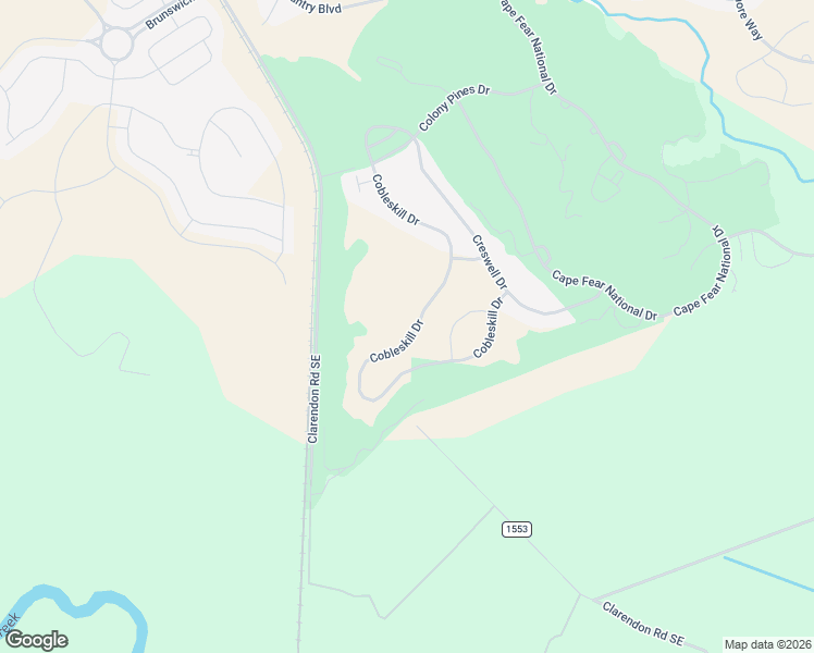 map of restaurants, bars, coffee shops, grocery stores, and more near Cresswell Court in Leland