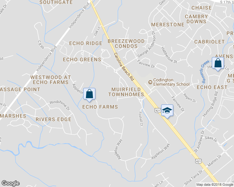 map of restaurants, bars, coffee shops, grocery stores, and more near 4334 Terrington Drive in Wilmington