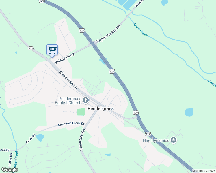 map of restaurants, bars, coffee shops, grocery stores, and more near 139 Academy Street in Pendergrass