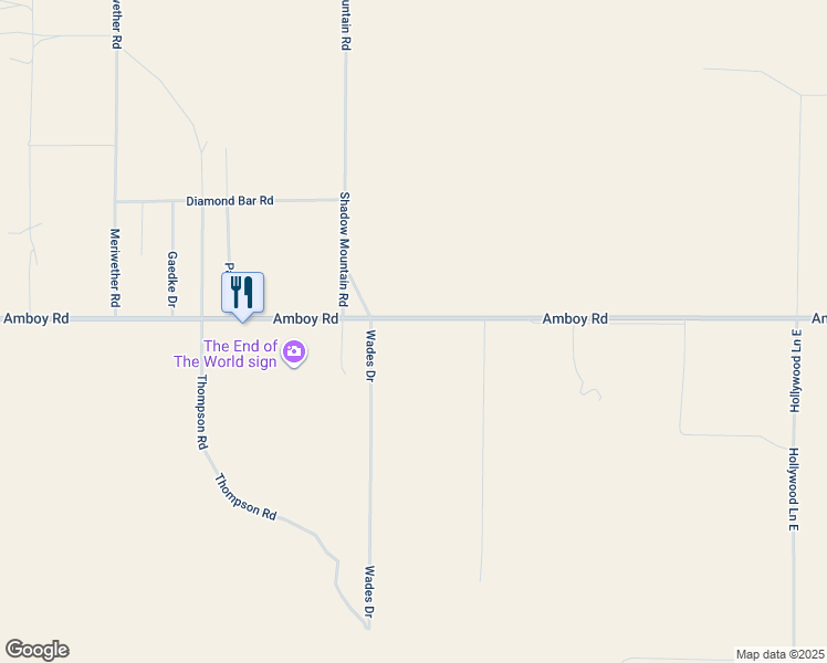 map of restaurants, bars, coffee shops, grocery stores, and more near 83415 Amboy Road in Twentynine Palms