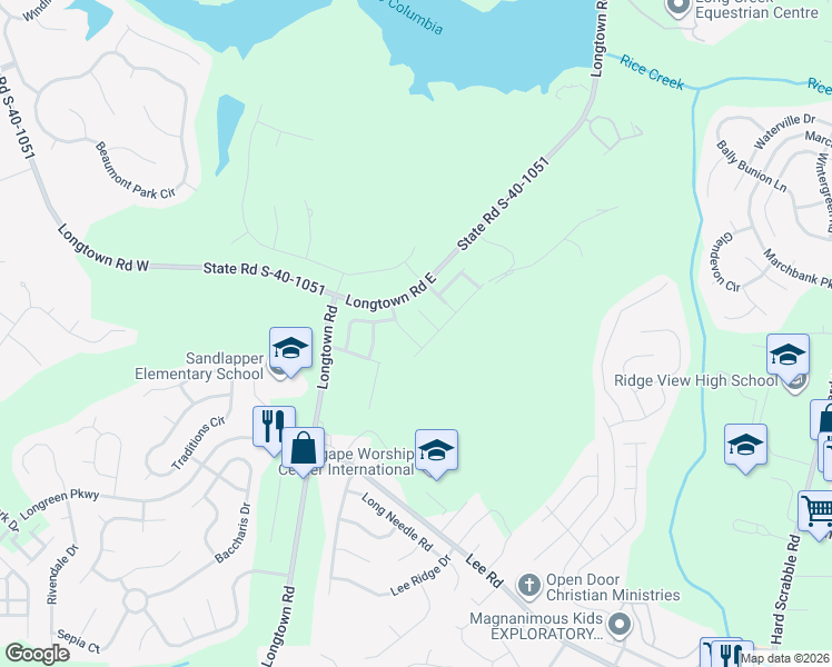 map of restaurants, bars, coffee shops, grocery stores, and more near 868 Longtown Road East in Blythewood